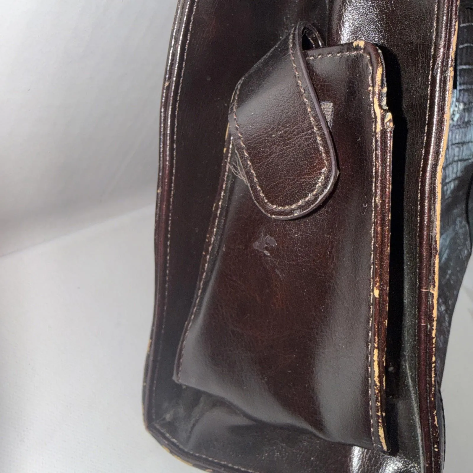 Brighton Style Gorpcore Y2K Handbag Brown Croc Leather Trim Silver Hearts Purse - Image 5