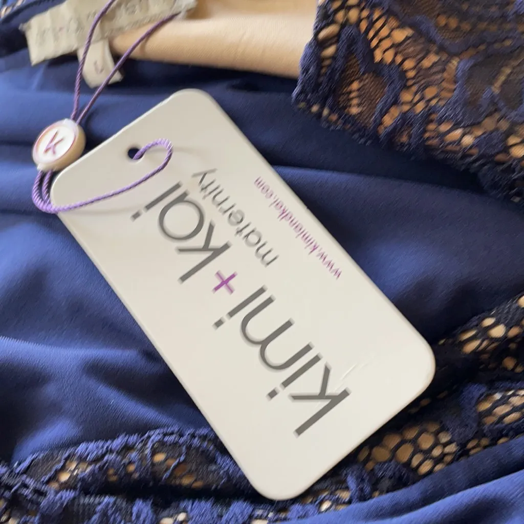 NWT Kimi And Kai Kennedy Lace Accent Maternity Dress Blue Size L - Image 5