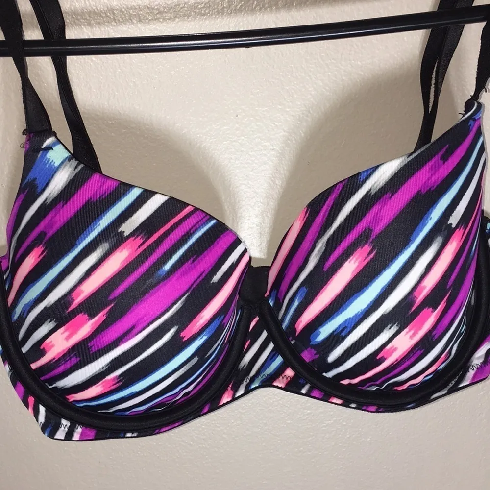 Victoria’s Secret PINK colorful bra sz 32D paint slash bra comfy bra adjustable - Image 4