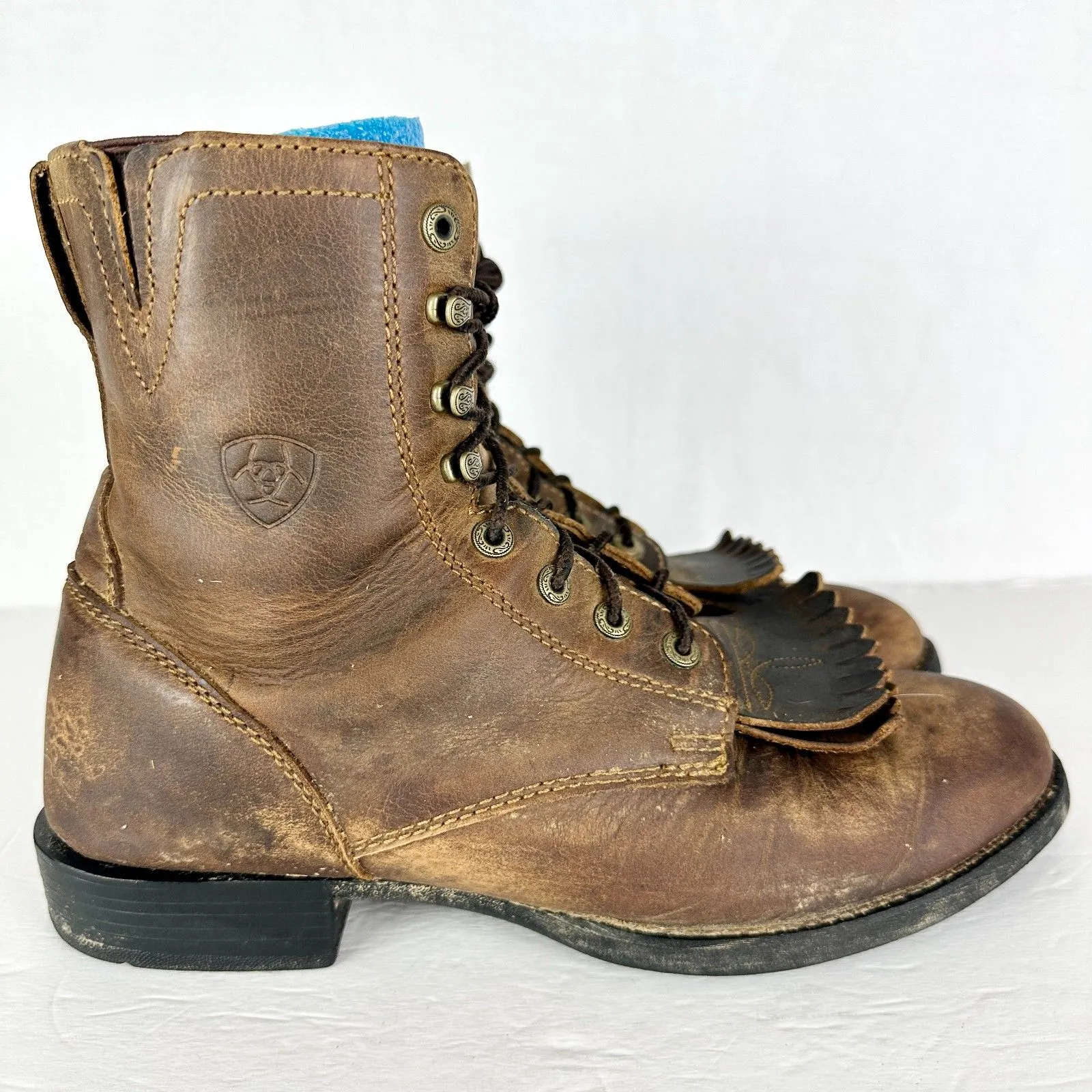 Ariat Womens Heritage Lacer II Boot Size 8.5 Kiltie Distressed Brown Lace Up - Image 2