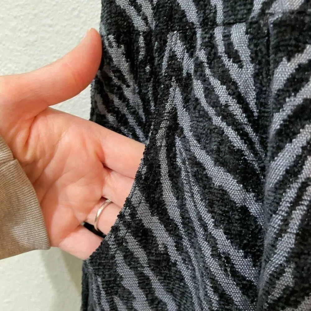 Free People Black Gray Drop Waist Mini Dress Womens 0 Velvet Zebra Sleeveless - Image 4