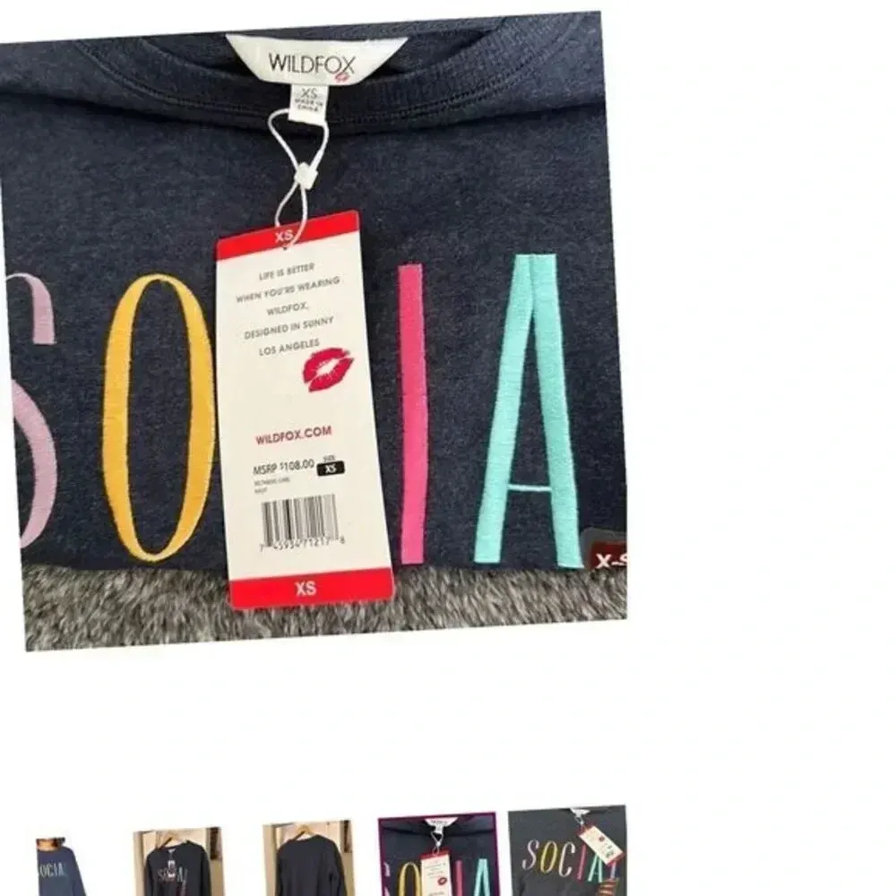 Wildfox  Social Sweater XS Extra Small NWT - Image 3