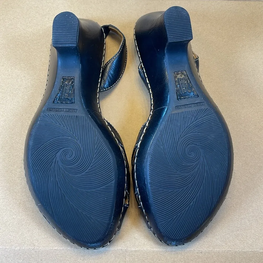 Women's Born Black Leather Kitten Heel 3 Slingback Open Toe Sandals Heels Size 7 - Image 6