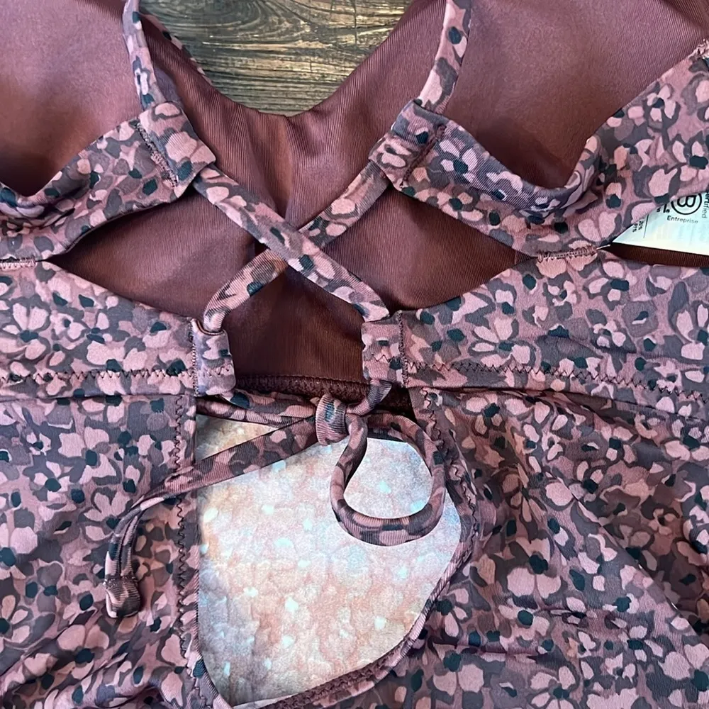 ATHLETA Triangle Tankini Top Camo Flora Decadent Chocolate Size D-DD NWT - Image 6