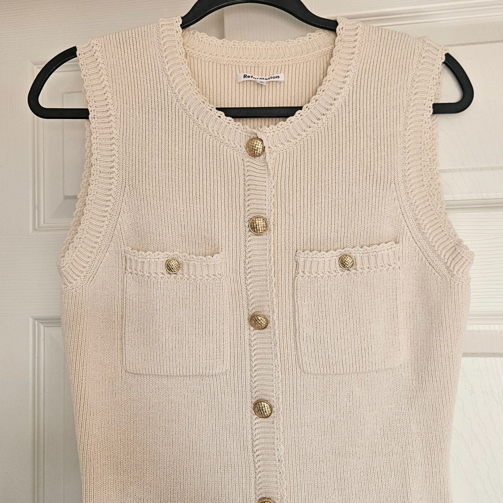 Reformation Catalina Cotton Knit Minidress Ivory Cream Size Small - Image 6