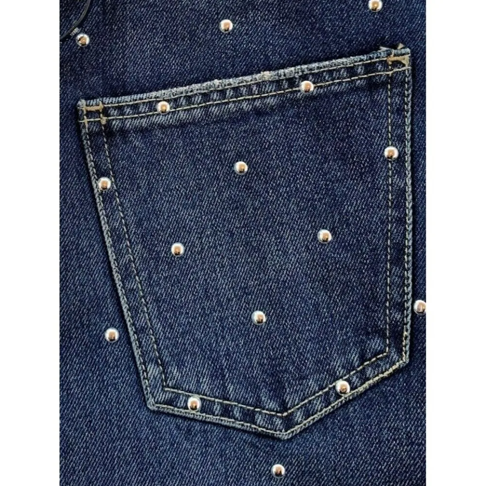 NWT Current/Elliott Vintage Cropped Slim in Night Rider Studded Jeans 26 - Image 4