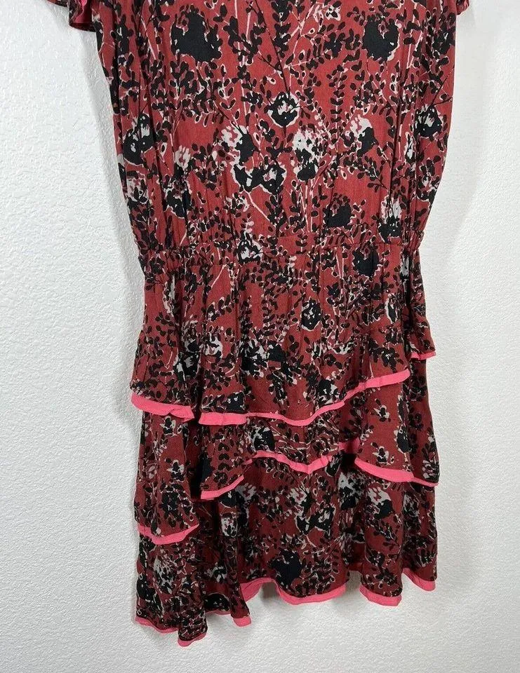 Matilda Jane Helena Tiered Flapper Dress Medium M Floral Knit Flutter Sleeves - Image 4