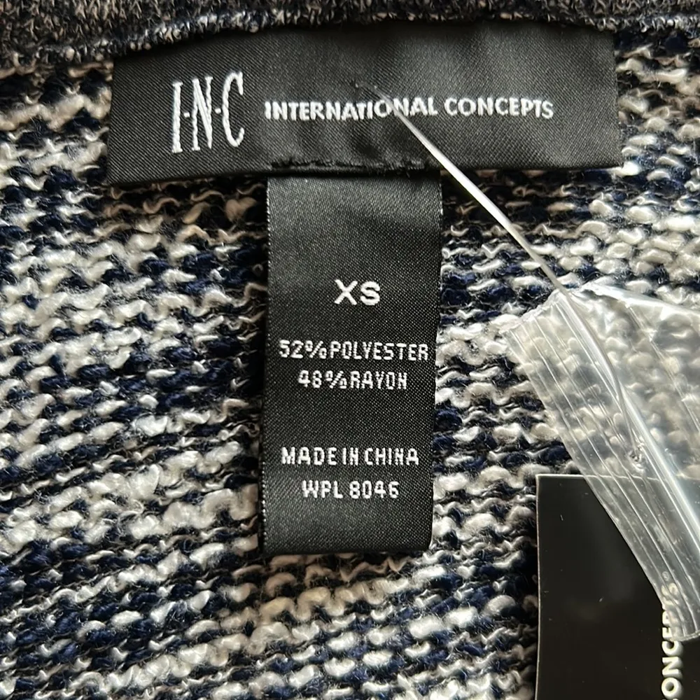 New INC International Concepts Asymmetrical Zip Up Moto Style Cardigan Sweater Blue Size XS - Image 7