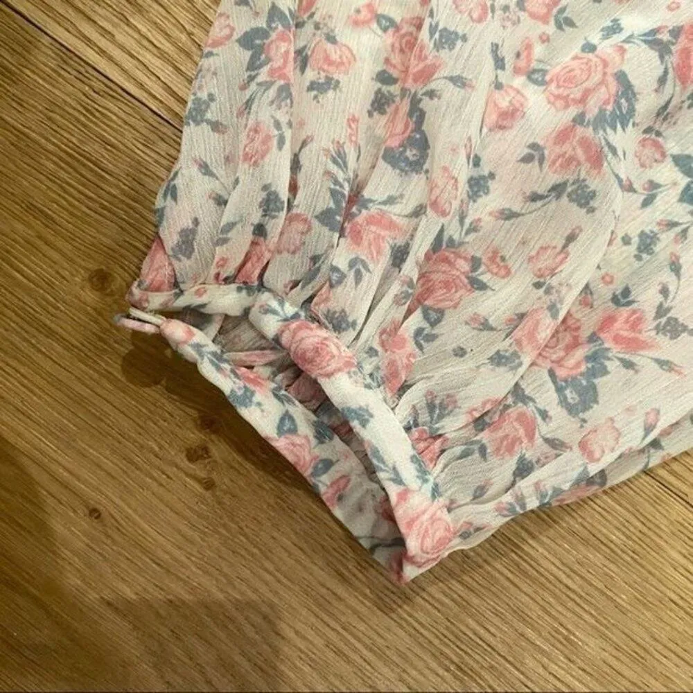 Tularosa Bristol Chiffon Floral Crop Top in Ivory Rose Blooms Size M - Image 8