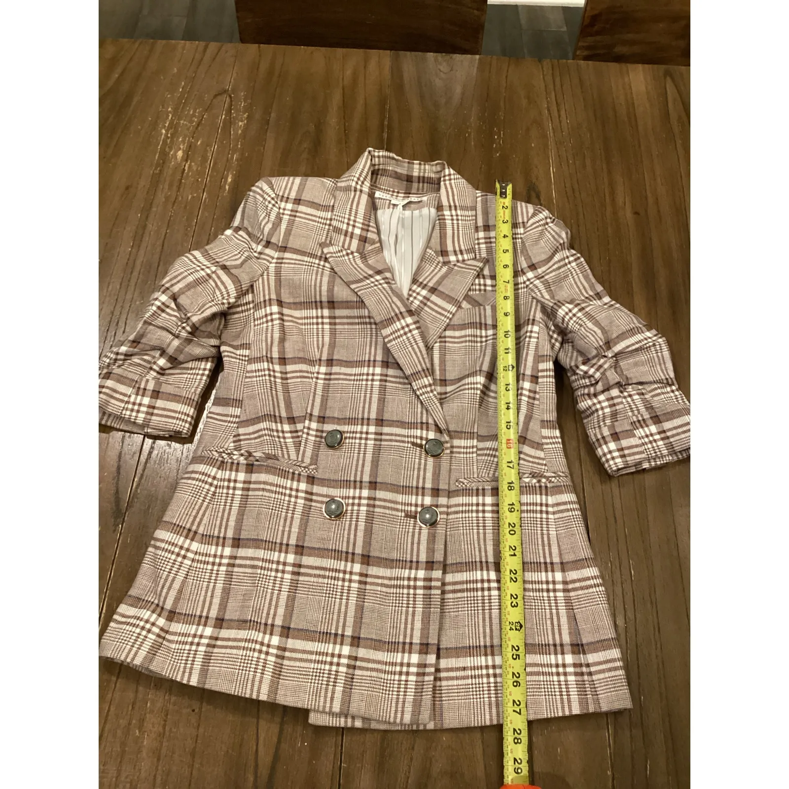 Veronica Beard Viva khaki multi plaid Dickey blazer Jacket double breasted 6 - Image 7