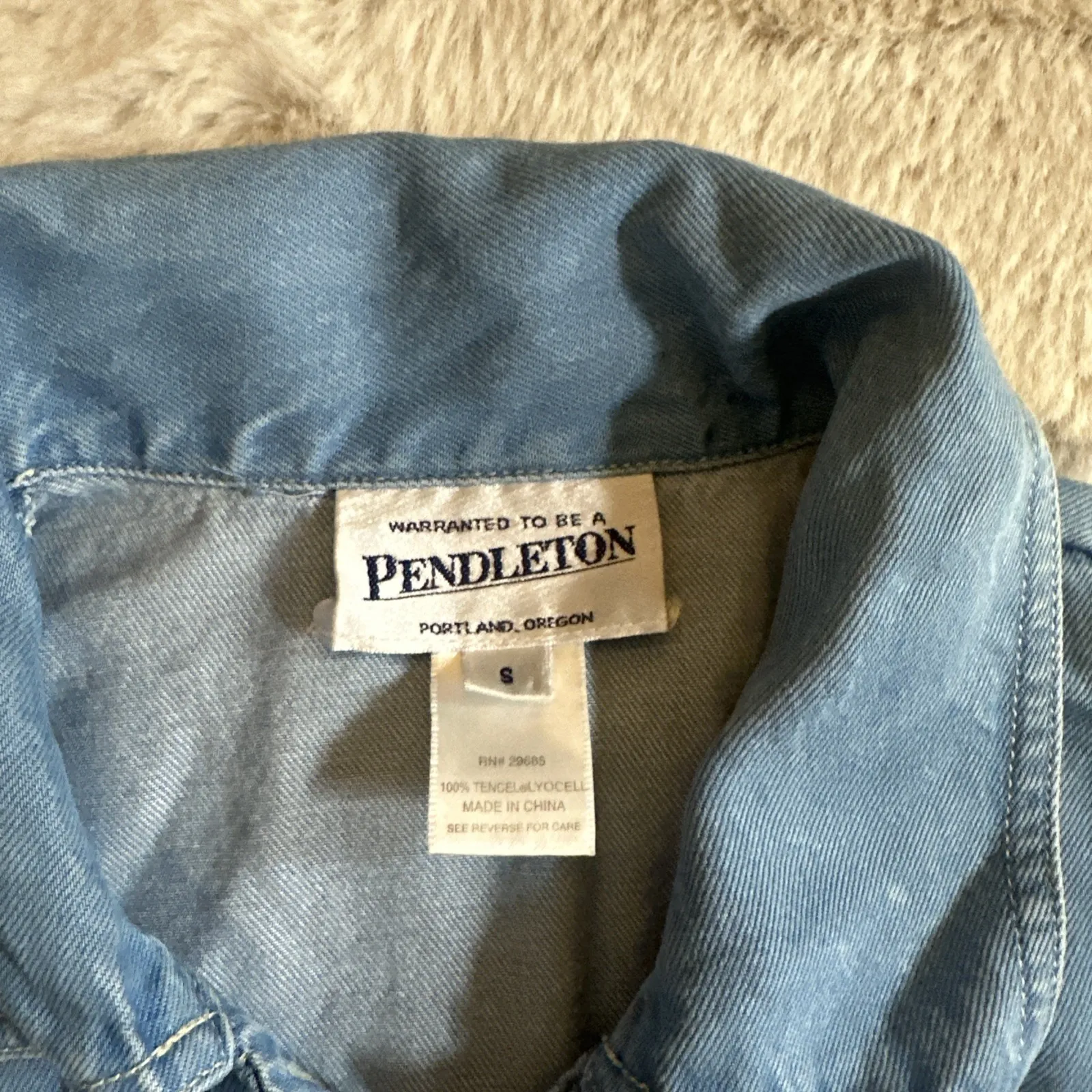 Pendleton  Shirt Womens Small   Blue Jeans‎ - Image 3
