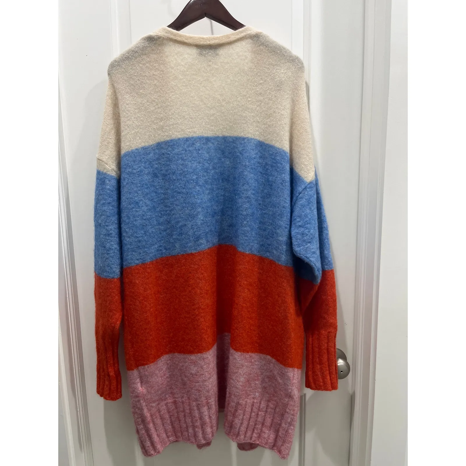 & Other Stories Mohair & Wool Oversized Color Block Cardigan Sz S - Image 10