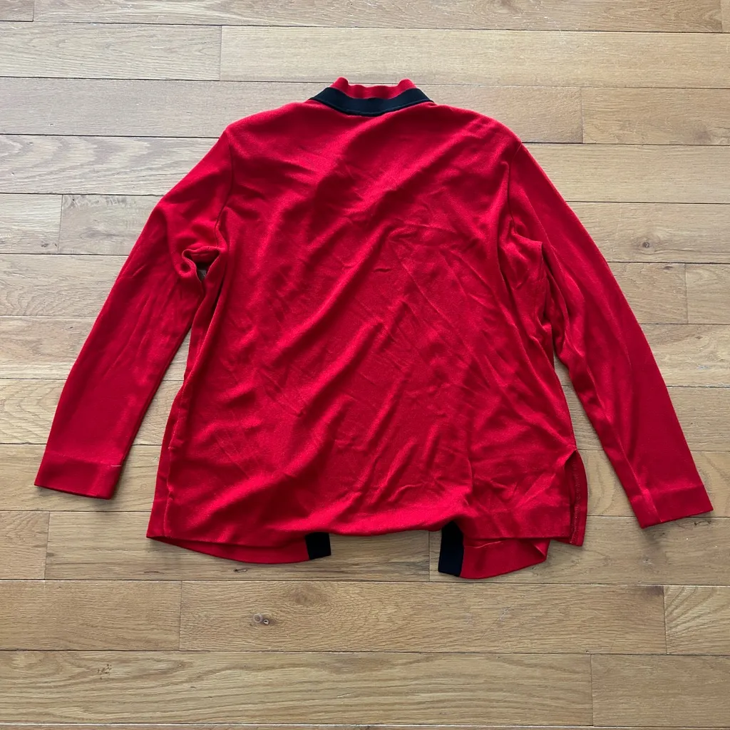 Misook Red and Black Open Front Cardigan Sweater Women’s Size Large Vintage 80’s - Image 2