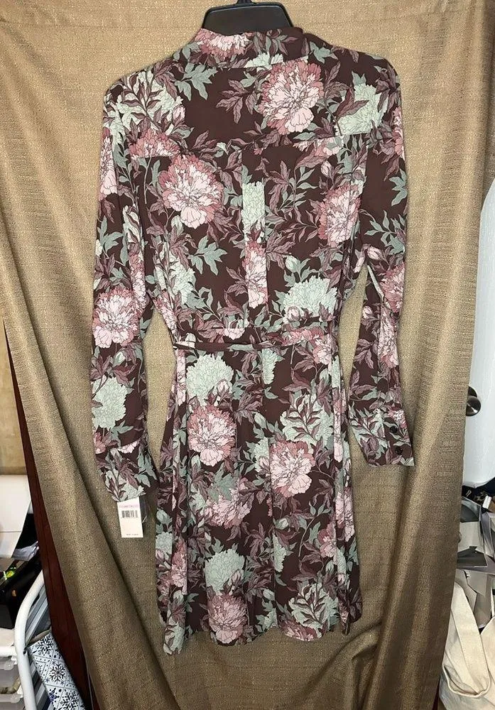NWT Nanette Nanette Lepore Floral Printed Pleat Shirtdress Dark Eggplant Size 10 - Image 7