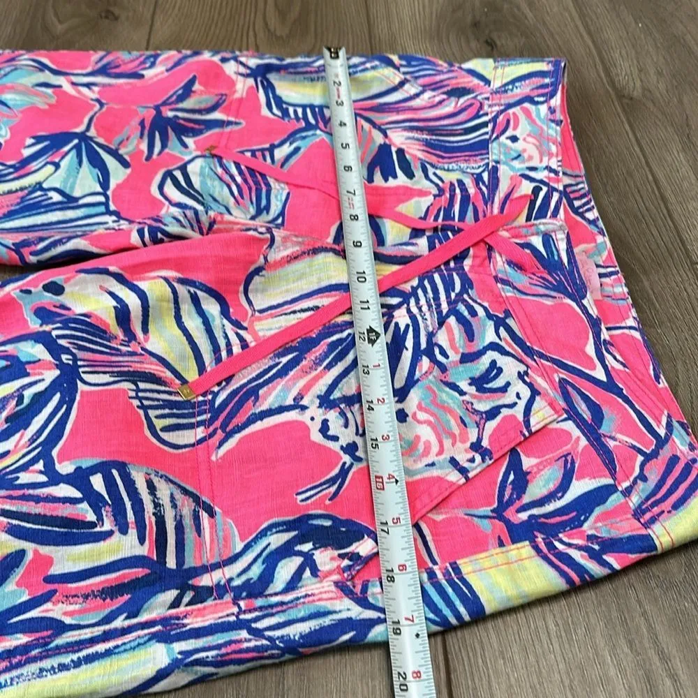 Galley Linen Pants Tiki Pink Cabana Crazed Linen Size 4 - Image 7