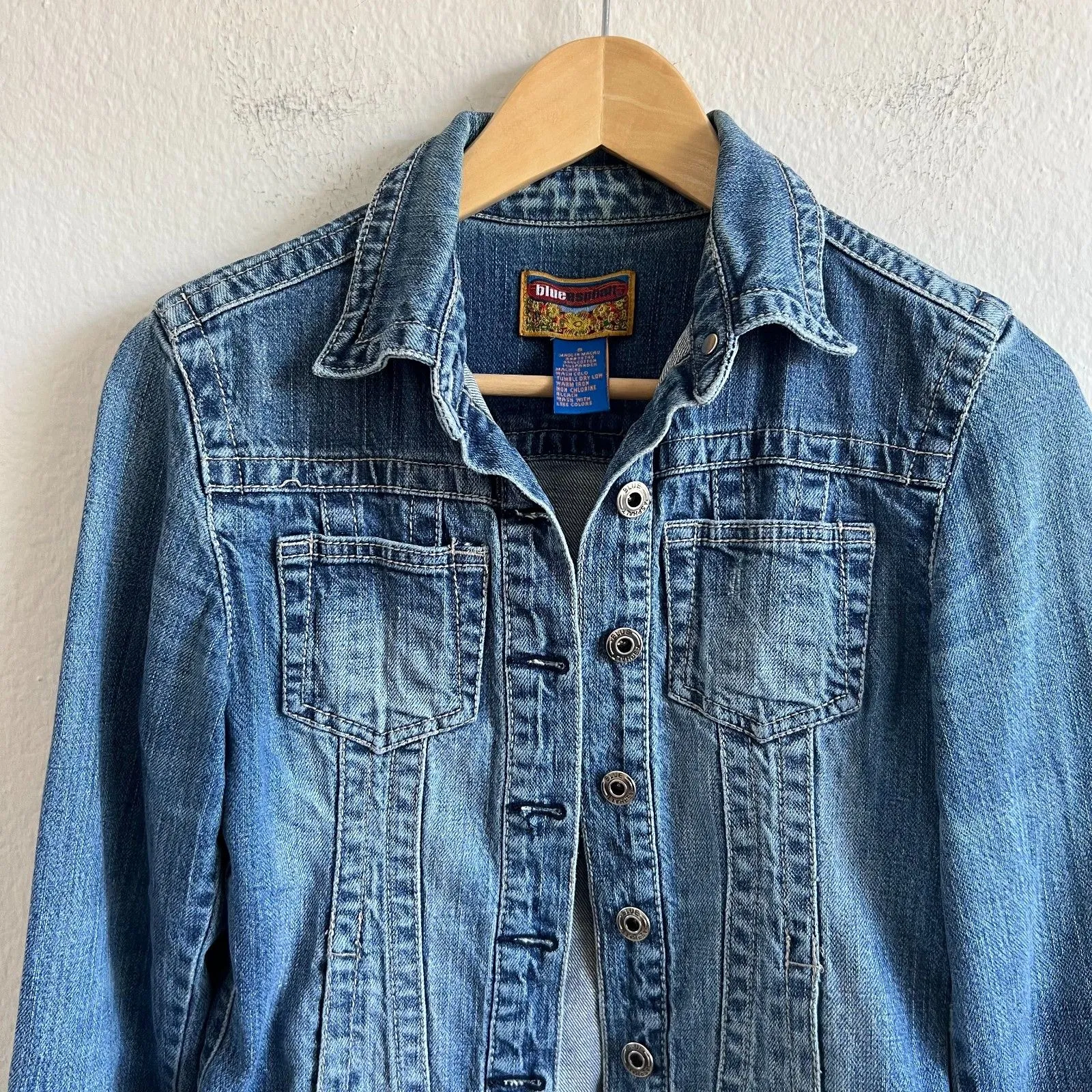 BLUE ASPHALT Vintage Y2K 2000s Blue Denim Jeans Jacket Womens Small Whimsigoth - Image 4