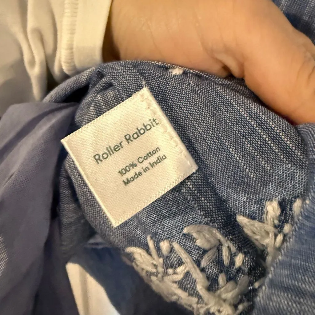 Roller Rabbit Faith embroidered denim shift dress size small - Image 5