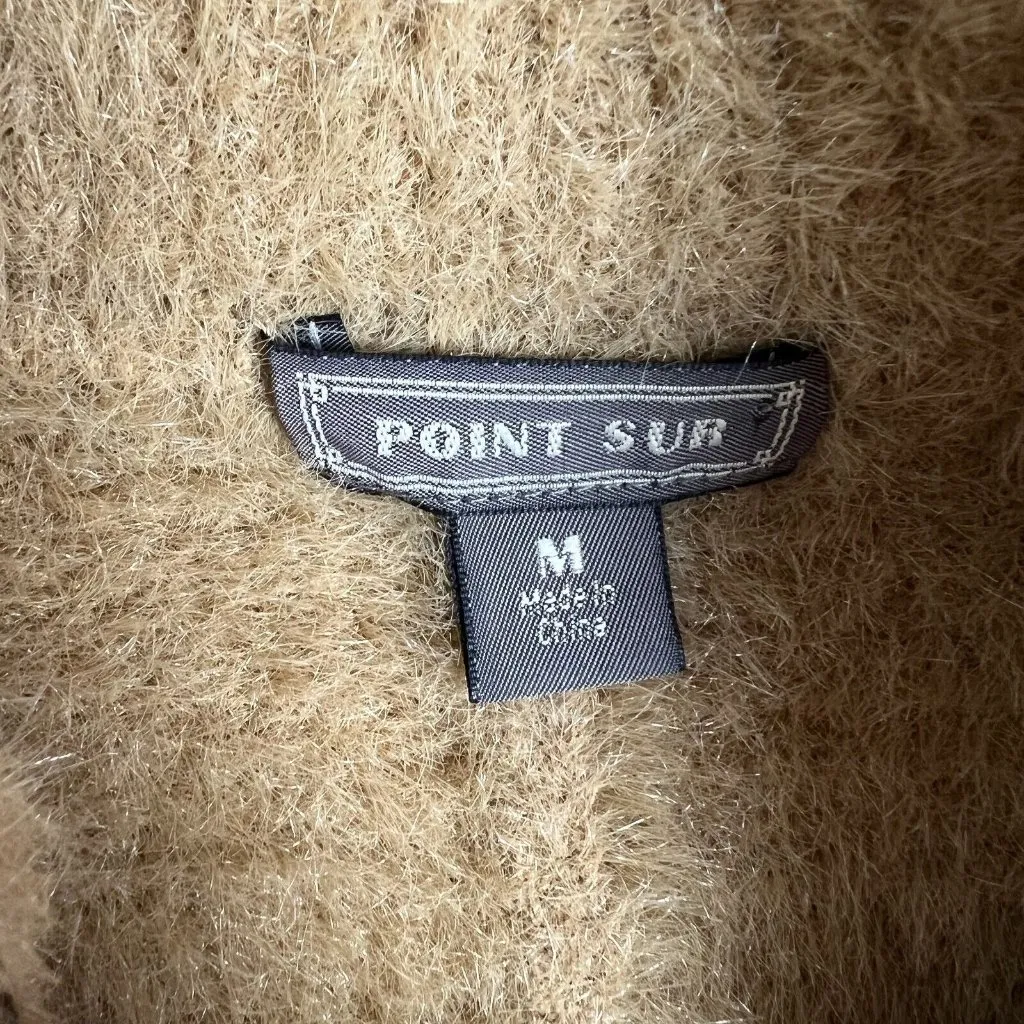 J CREW Point Sur Cardigan Sweater Jacket‎ Womens M Fuzzy Zip Up Oversized Camel Brown Size M - Image 10