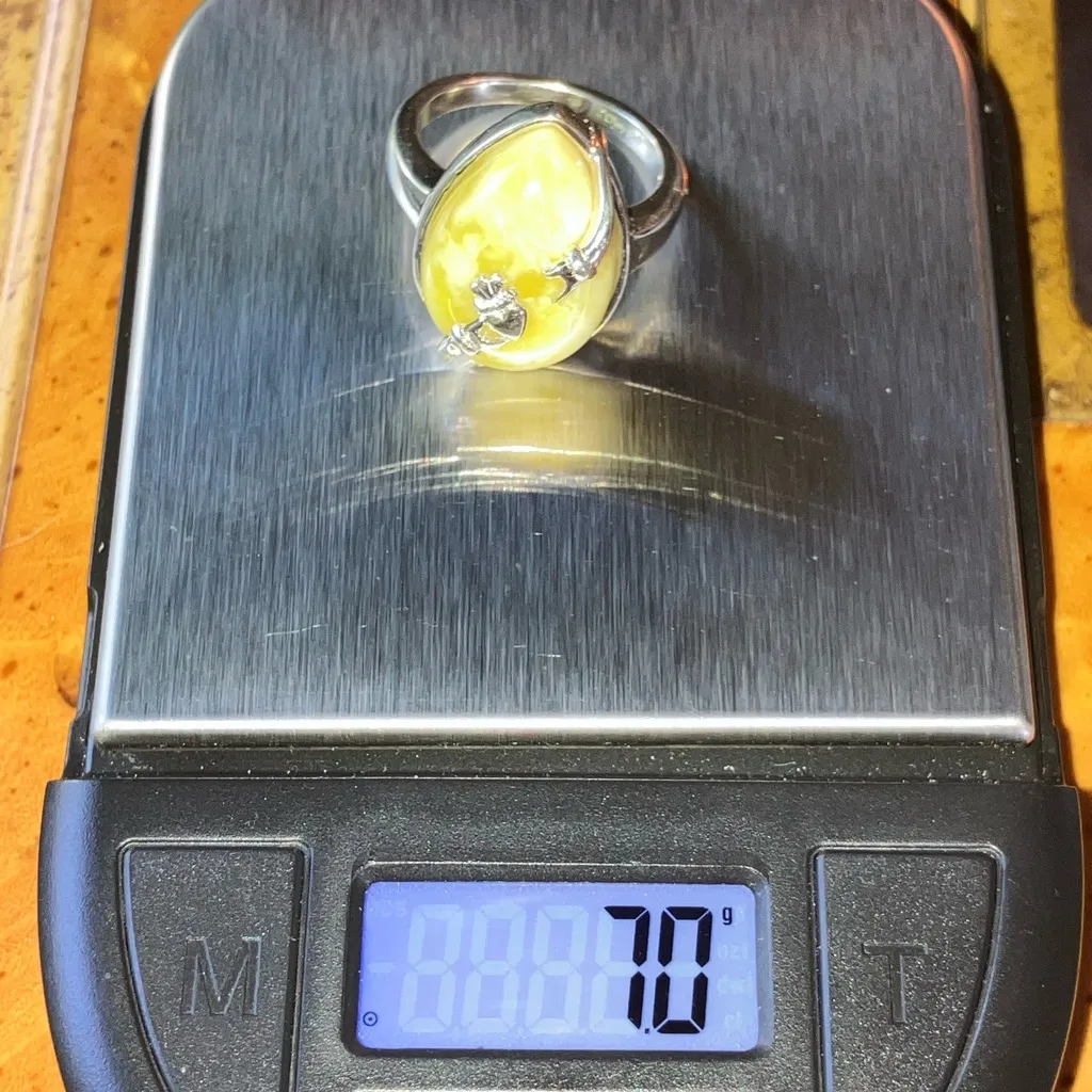 Natural Connemara Marble Sterling Silver Claddagh Ring - Image 9