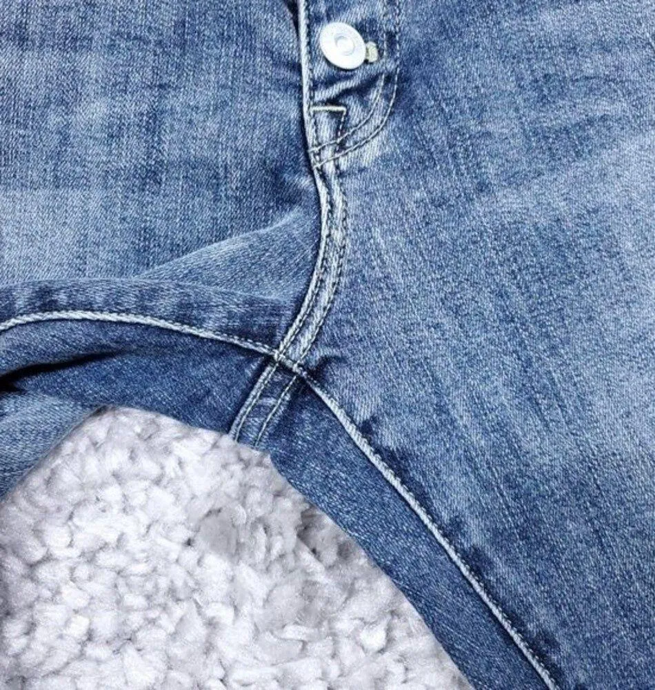 Stonefield Conrad Ankle High Rise Ankle Skinny Jeans Button Fly Raw Hem 32 x 27 Blue - Image 8