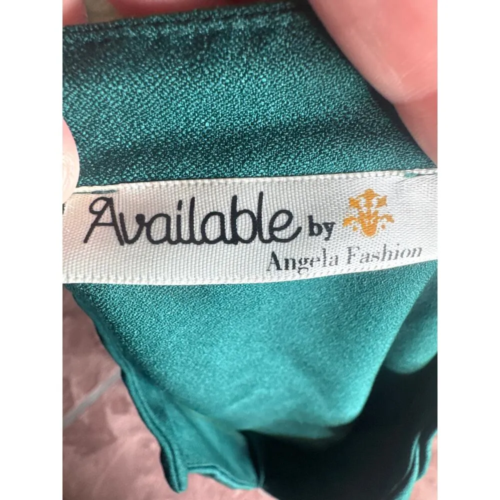 Available by Angela Fashion Green Floral Blouse Women’s Large - Image 6