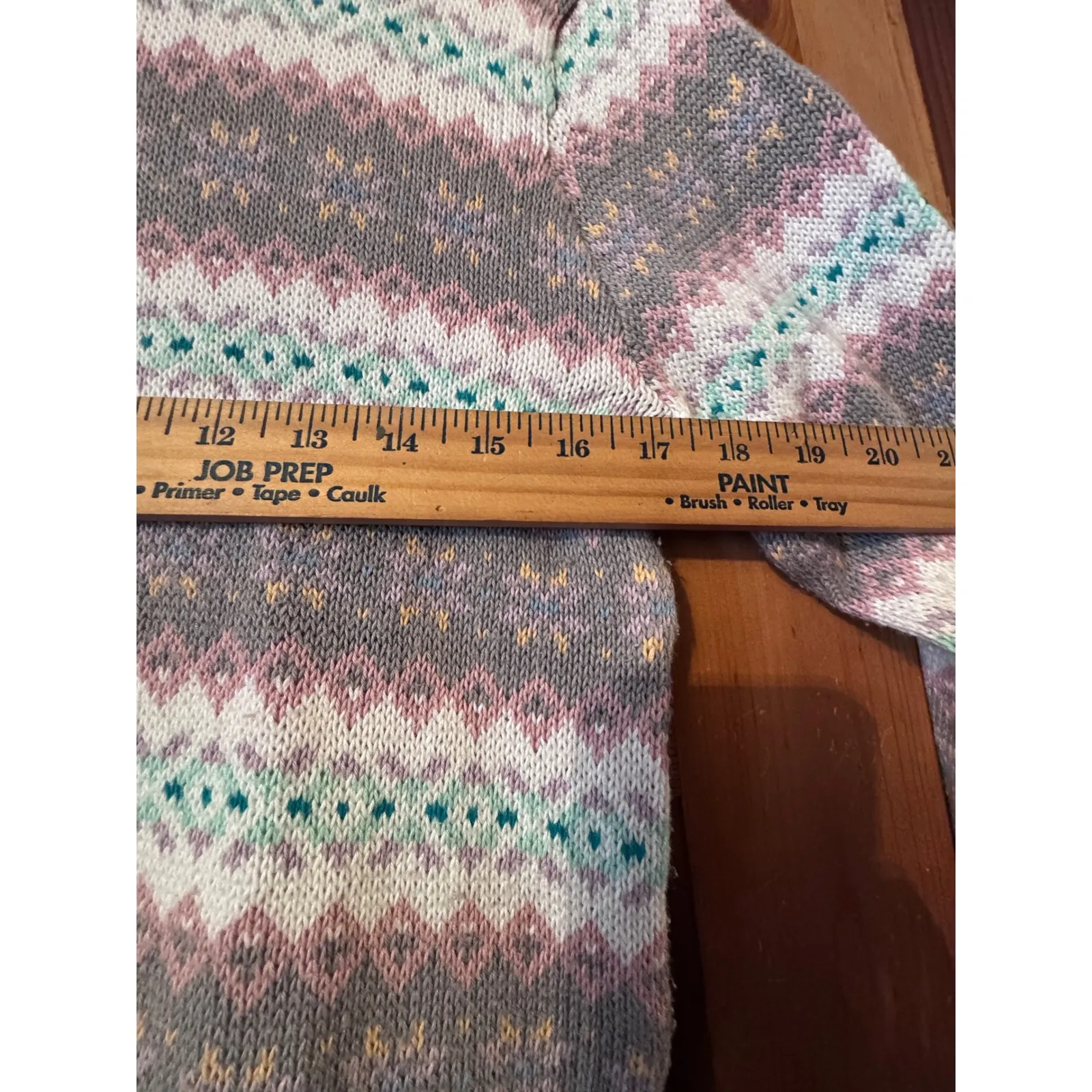 VTG REI Fair Isle Knit Sweater Crewneck Long Sleeve Gray Pink Green Size L Size L - Image 3