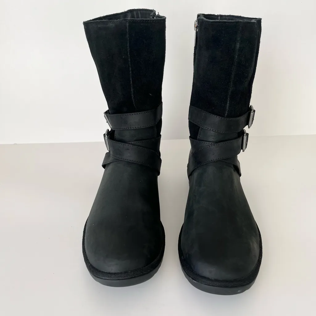 Ugg Australia Lorna Waterproof Leather wool lined black Boots 9.5 - Image 5