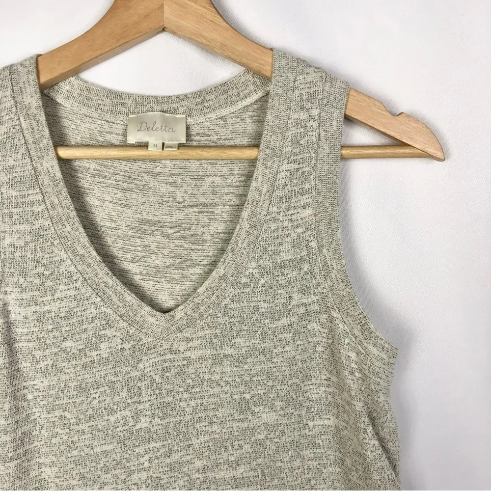 Anthropologie Deletta Dava Gray Floral Layered Tank Top XS - Image 4