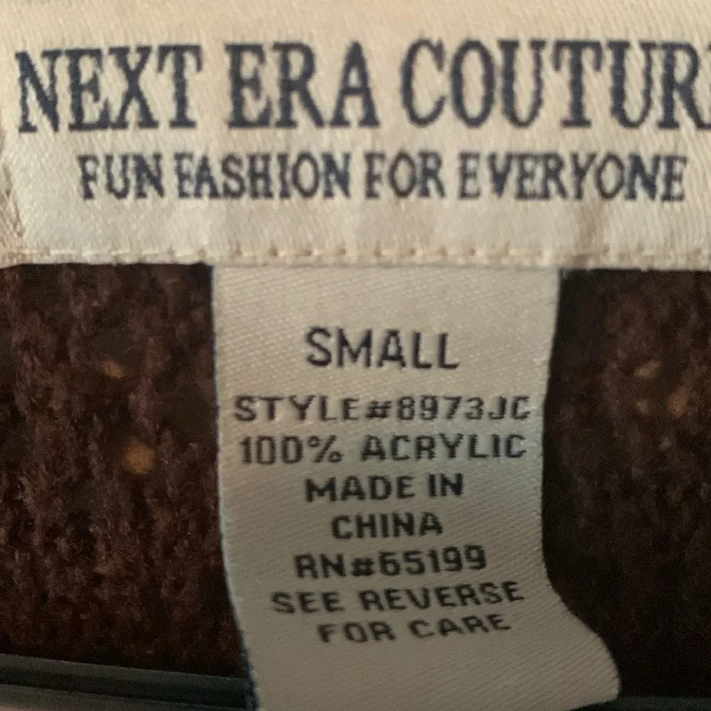 Next Era Couture Shrug Cropped Brown Knit Sweater - Image 4