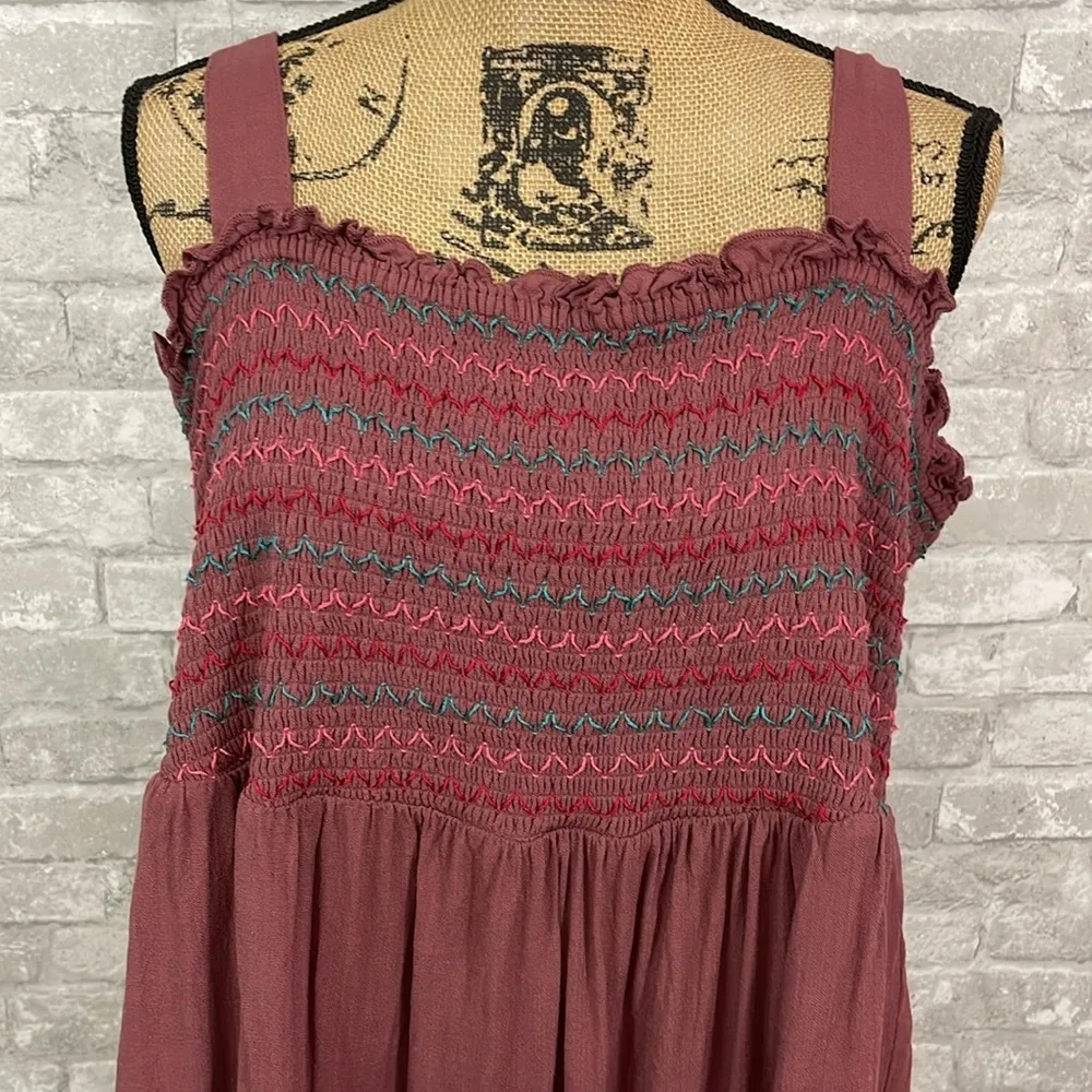 Torrid Smocked Babydoll Tank - Dusty Red - Image 3