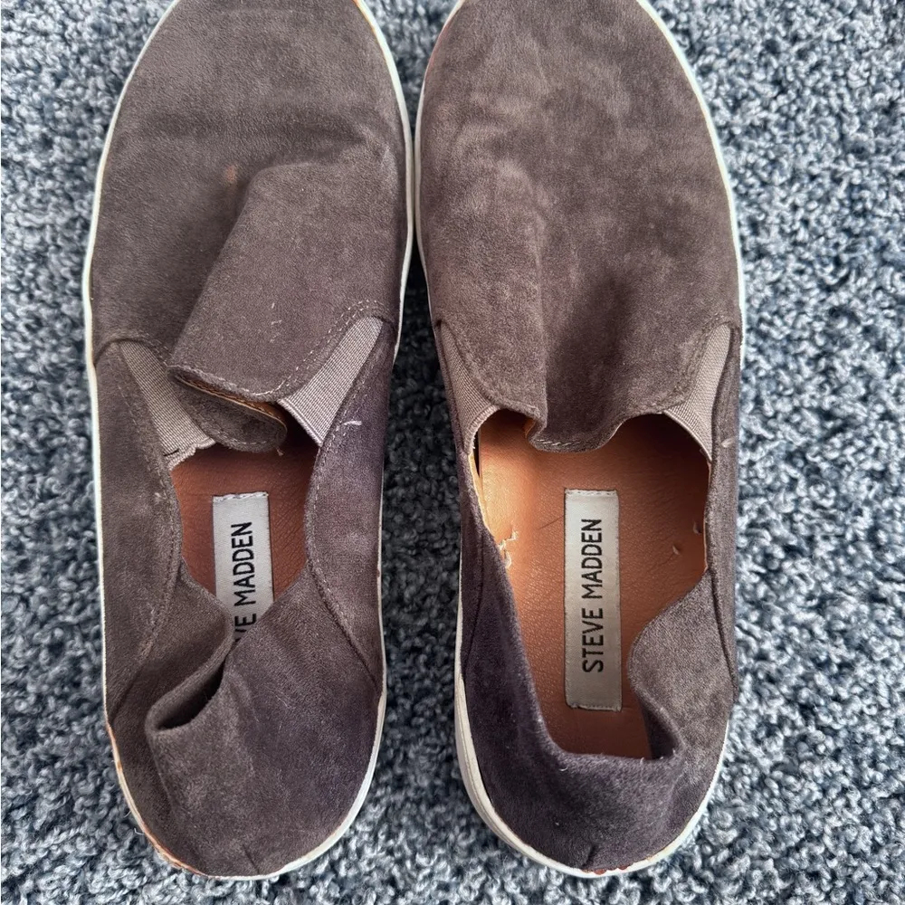Steve Madden Brown/Gray  Suede Slip-Ons - Image 2