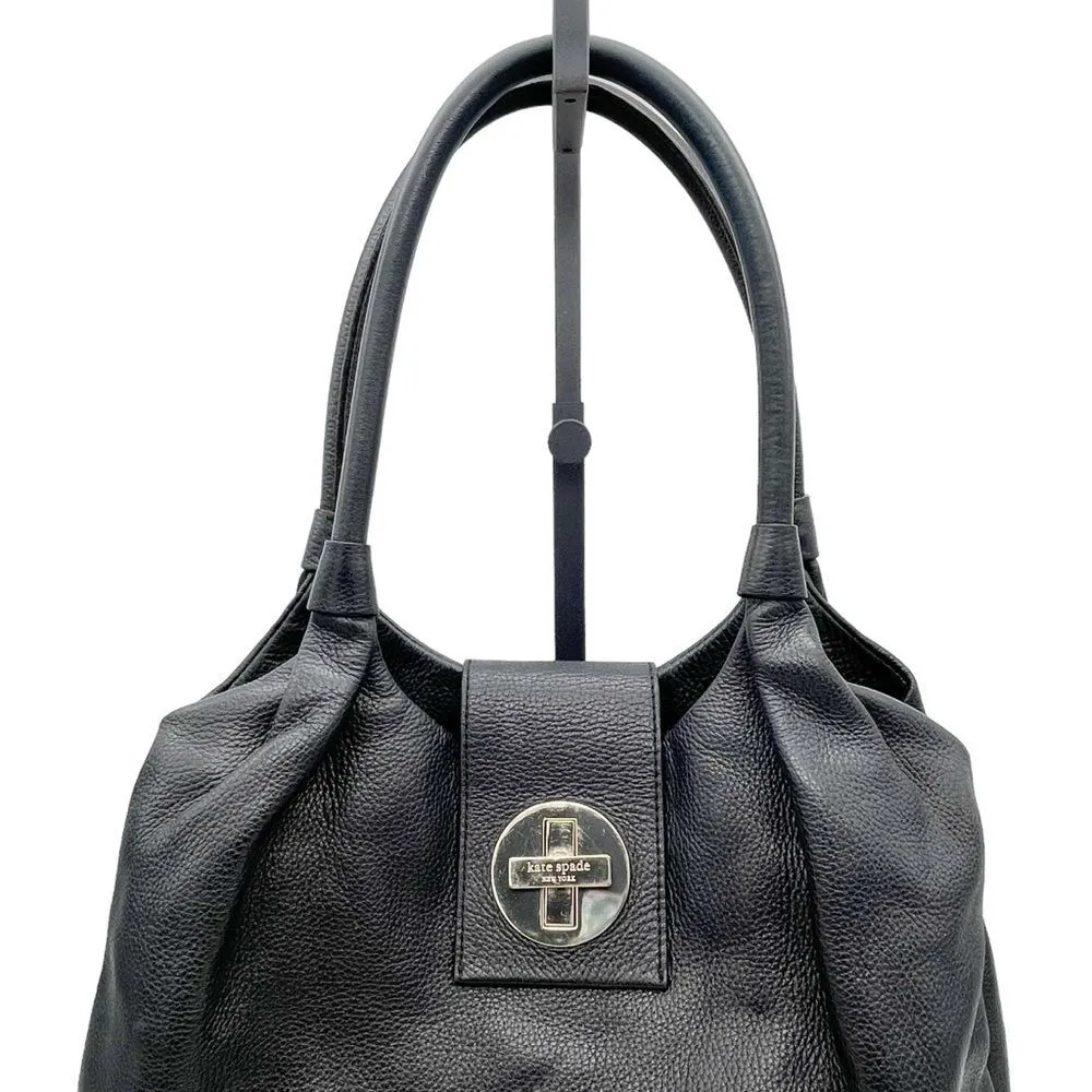 Kate Spade Bag Bexley Stevie Pebbled Black Leather Handbag Medium Slouchy Tote - Image 5