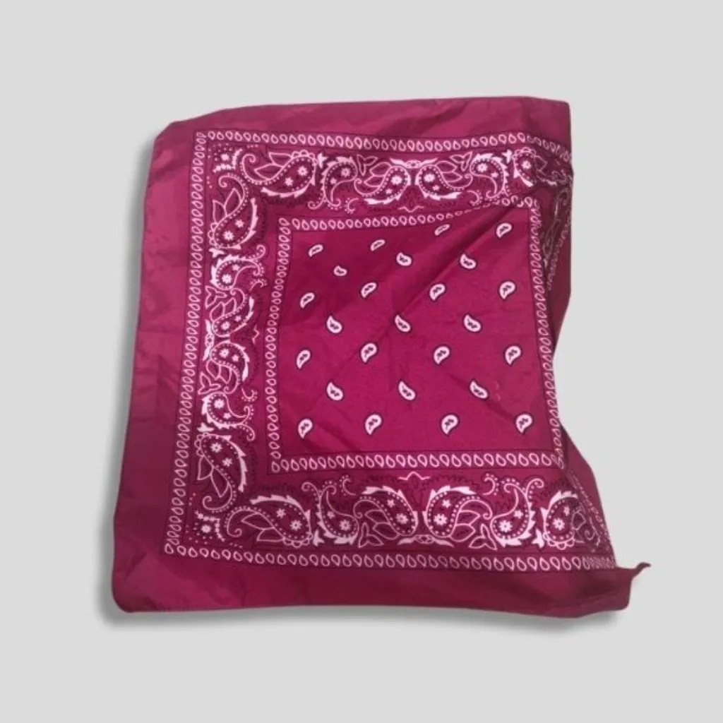 Paisley Pattern Bandana Handkerchief Lightweight Cotton Burgundy Unisex One Size Red - Image 4