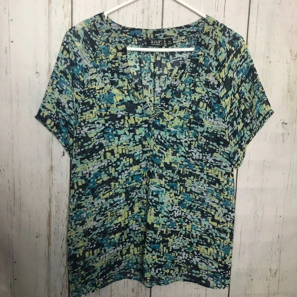A.N.A Womens Professional Style Short Sleeve  Colorful Blouse Sz MP - Image 10