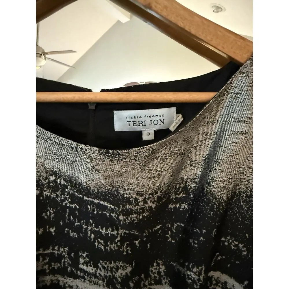 Teri Jon‎ Rickie Freeman Abstract Print Dress Size 10 Black - Image 3