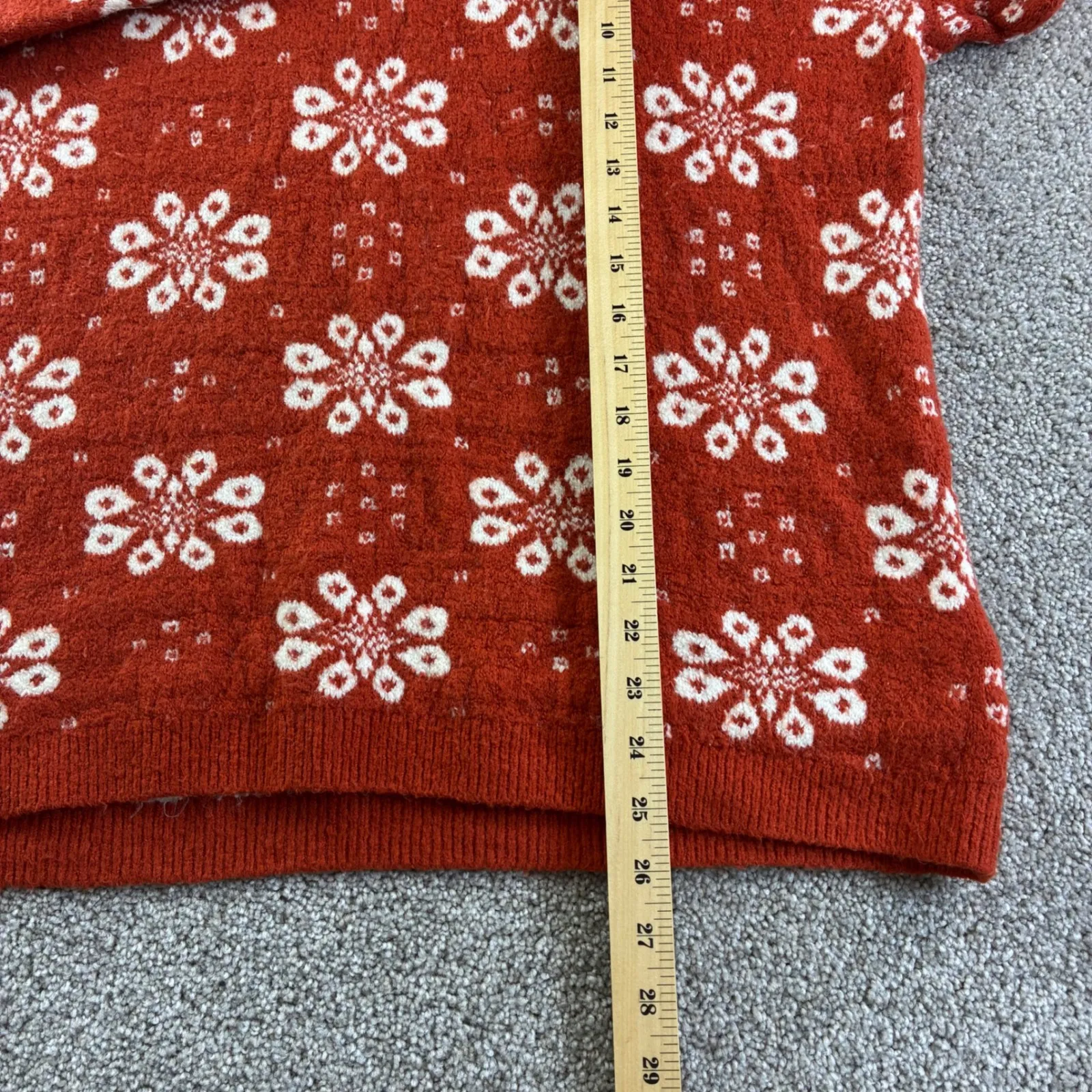 Madewell Althen Patterned Snowflake Sweater Red White Pullover M Casual Winter - Image 3