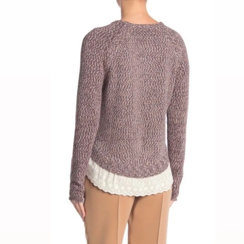 Tart Crew Neck Eyelet Hem Sweater in Tan Grey, Size L New w/Tag Retail $154 - Image 2