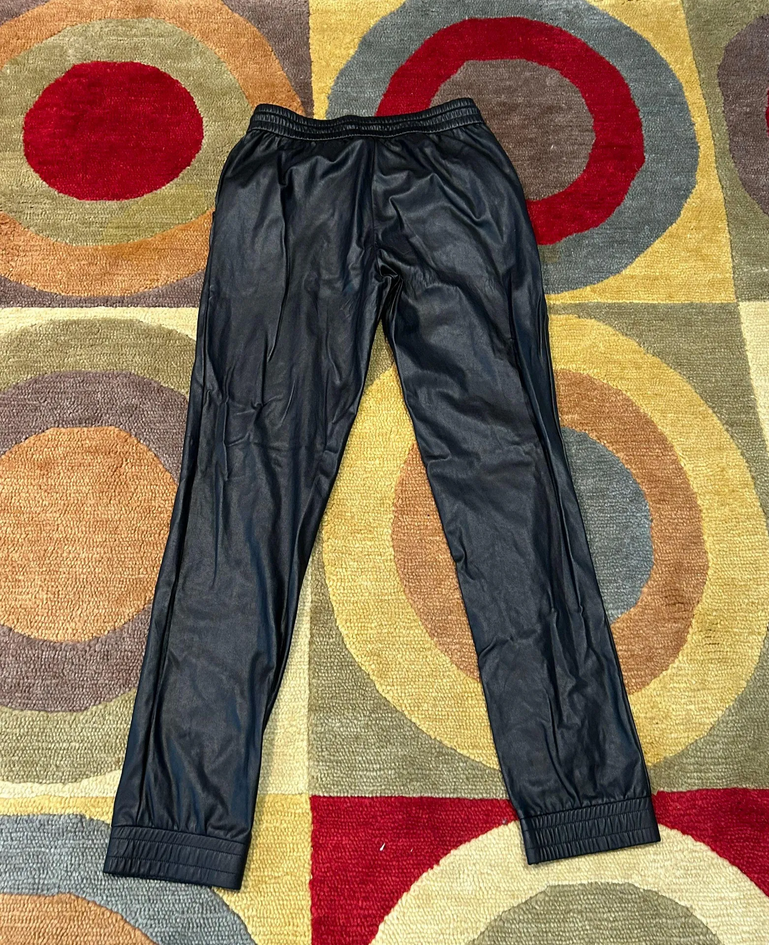 Wildfred Free Kadina Black Vegan Leather Joggers Jogger Pants Small - Image 4