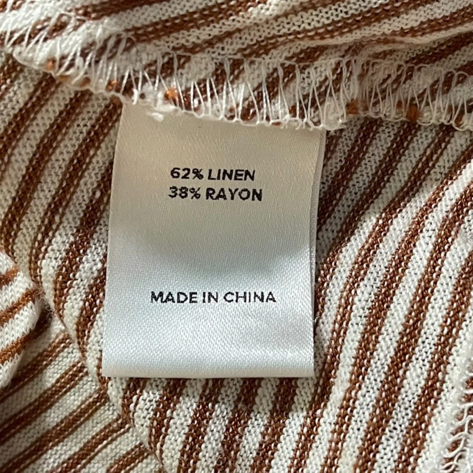 Evereve | Brown and Cream Striped Sleeveless Tie-Front Top | Small - Image 10