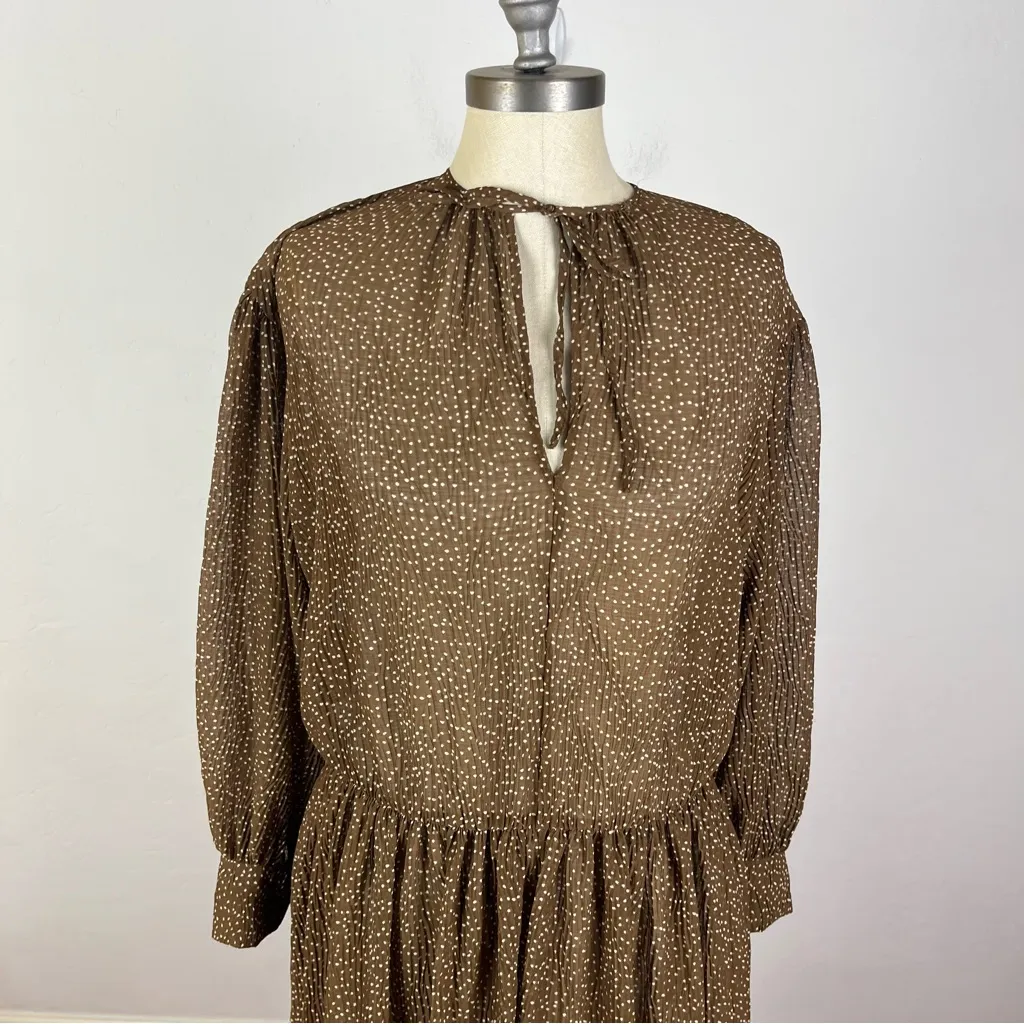 Vince Starry Dot Shirred Long Sleeve Dress - Image 4