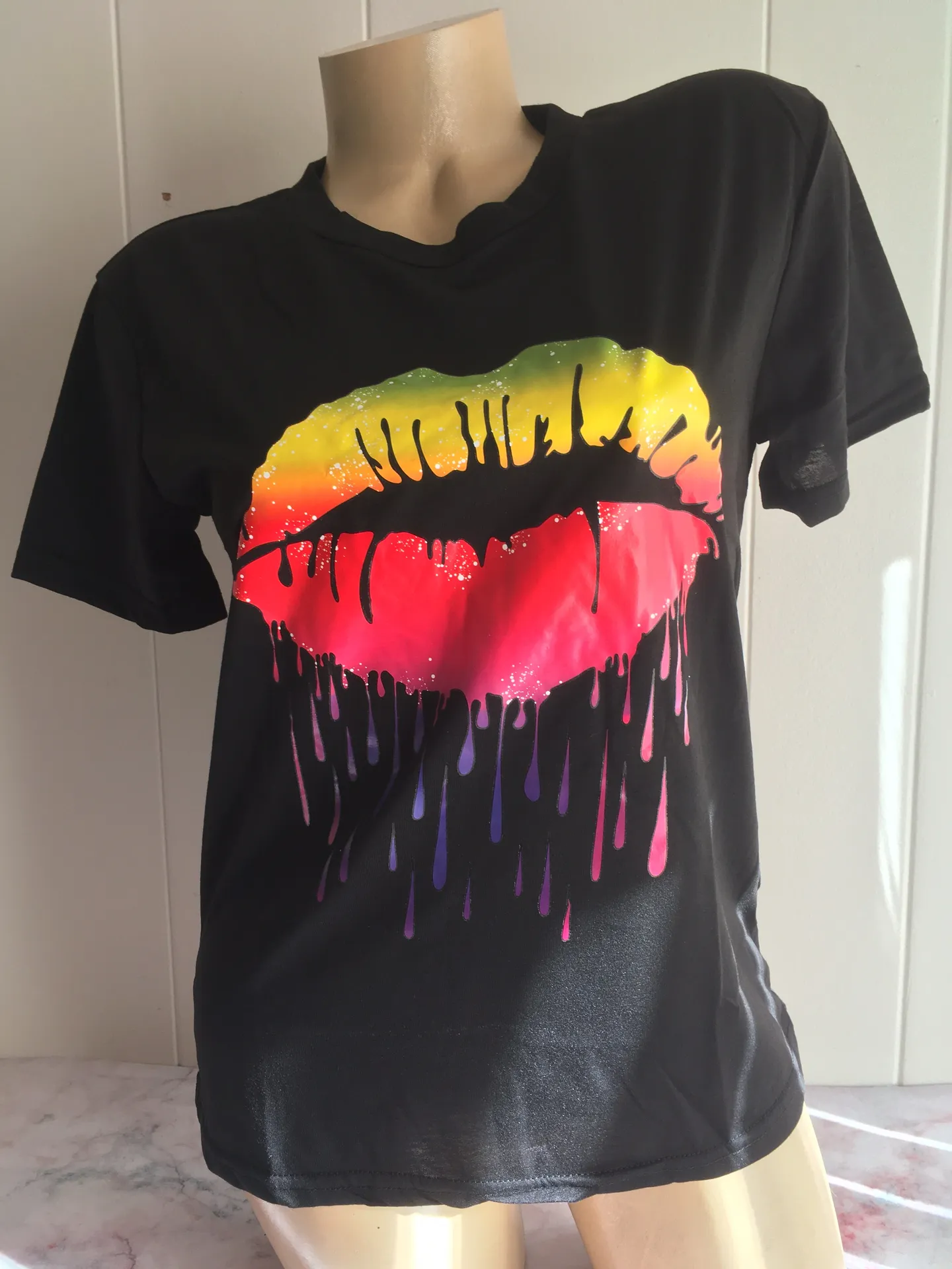 Lip Print Shirt, XL Black - Image 2
