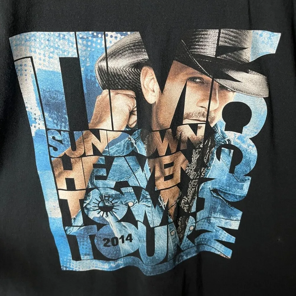 Tim McGraw Sundown Heaven Town XL 2014 Tour Tee Unisex Fit Black - Image 6