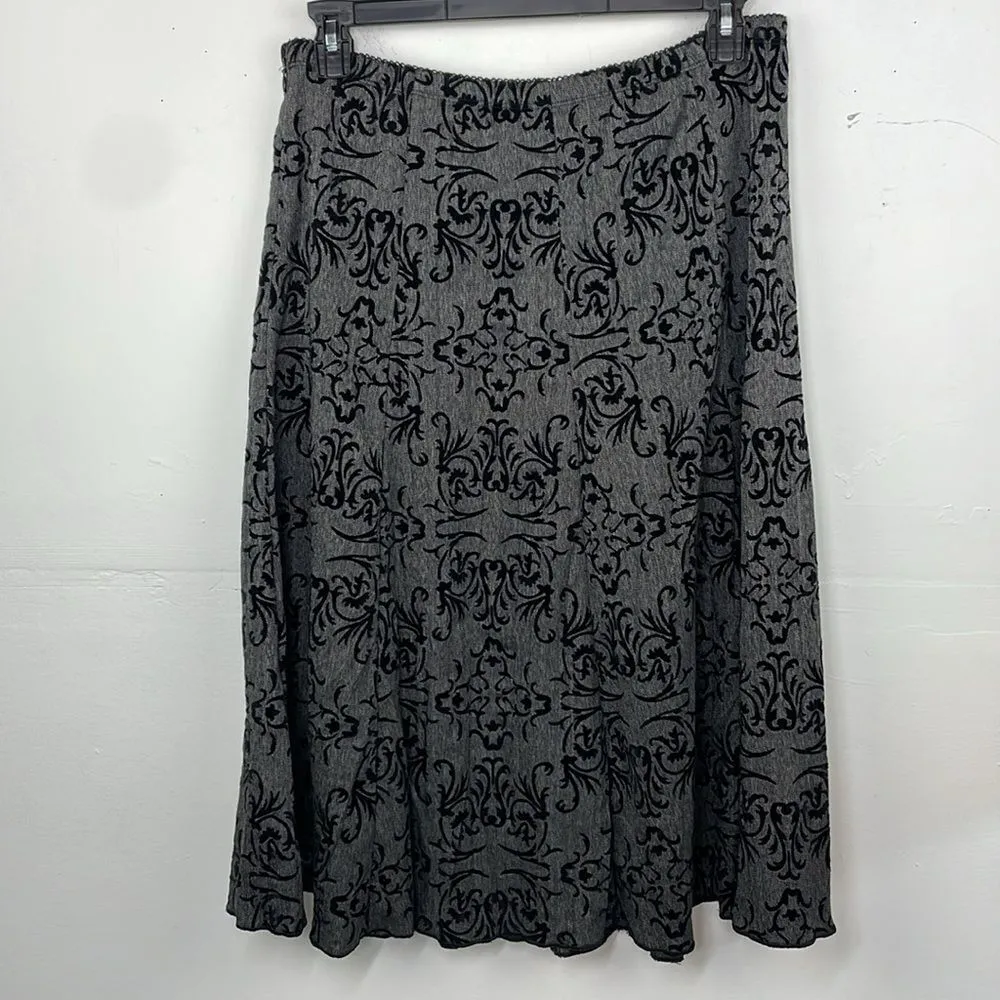 J. Jill Flared Skirt Velvet design side Zipper size 14 Black - Image 6