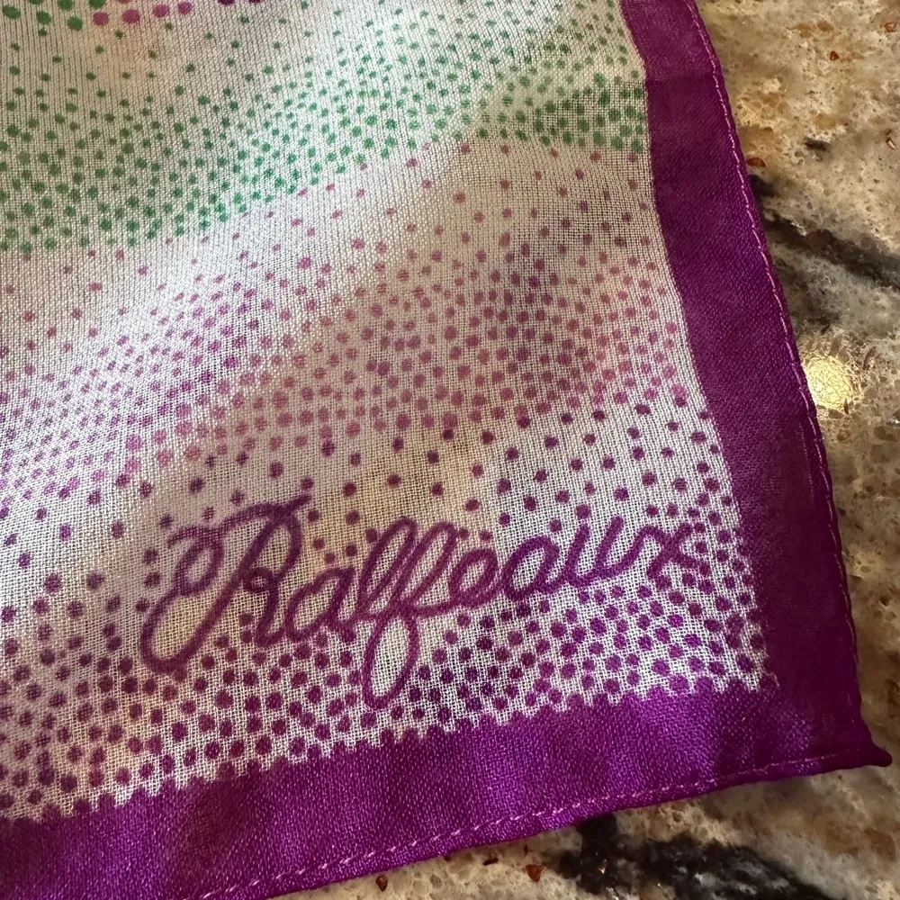 Vintage Ralfeaux Scarf Made in Italy Purple Green Neck Scarf Tie - Image 3