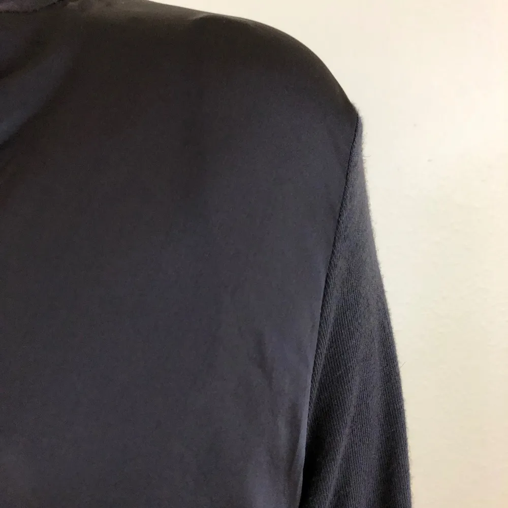 Halston Heritage faux tuck silky mixed media top long sleeves V-neck band collar - Image 5