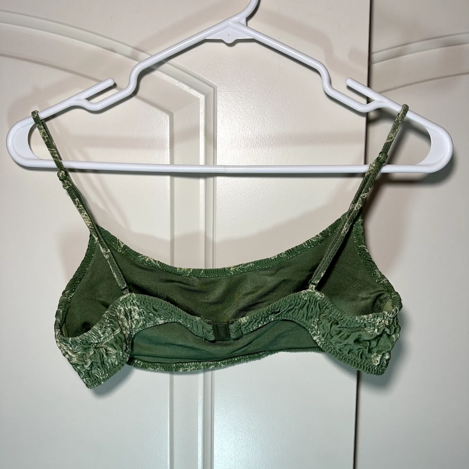 Triangl Sacramento Inesa Green Floral Ruched Bikini Top Square Neck Small + Green - Image 3