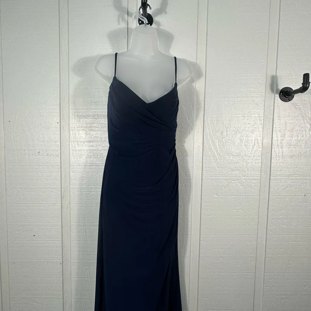 LA FEMME Navy Ruched Jersey Trumpet Gown Dress SIZE 6 NWT - Image 7