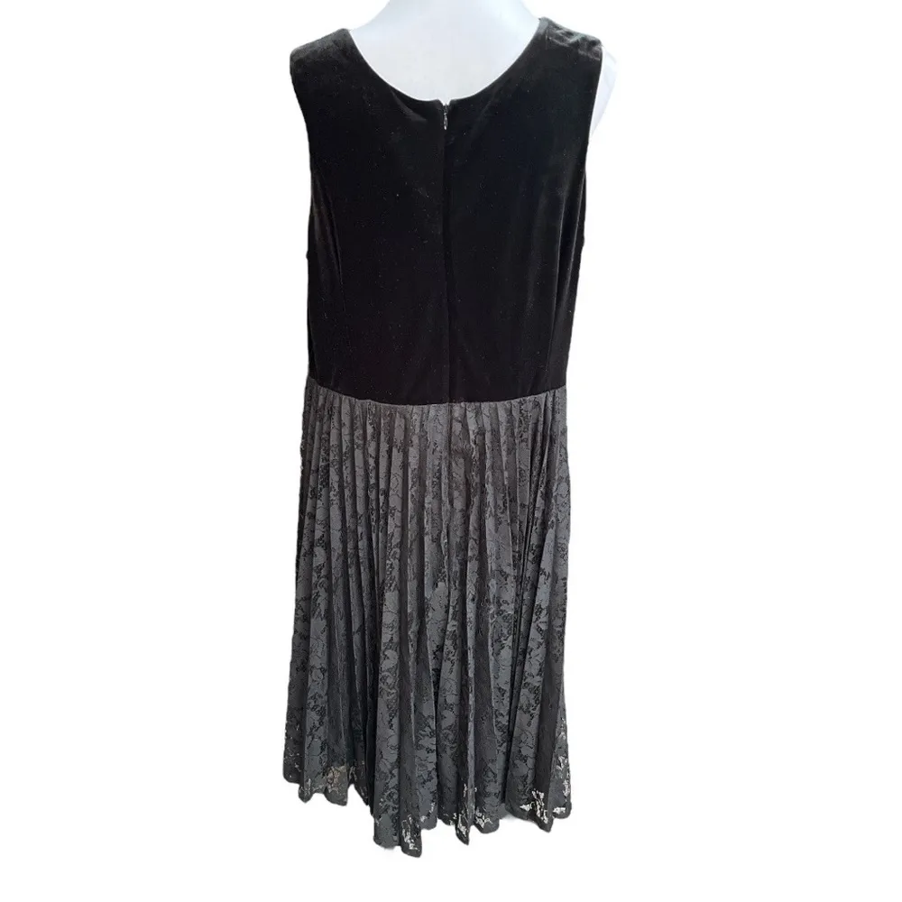 Lane Bryant Velvet Lace Pleated Midi Dress Black Size 18 - Image 2