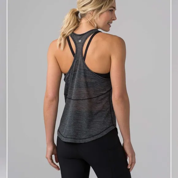 Lululemon Long Distance Tank Heathered Black - Image 2