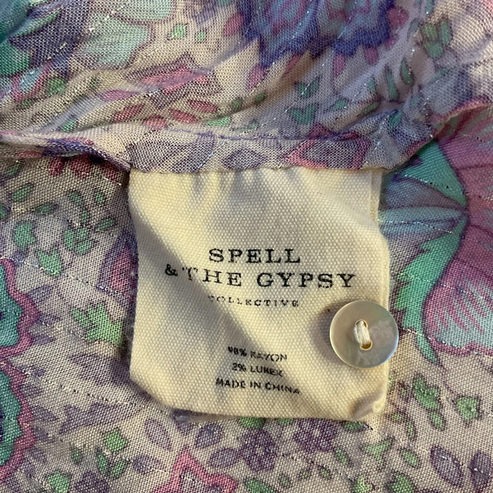 Spell & the Gypsy‎ Collective Button Front Floral Printed Sleeveless Top Size S - Image 8